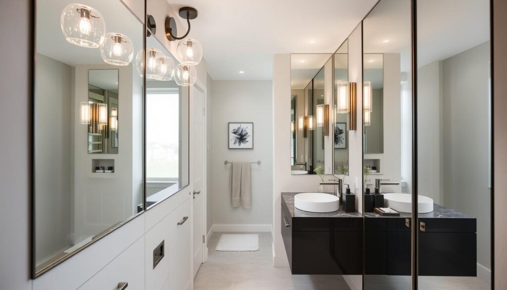 floor-to-ceiling mirrors